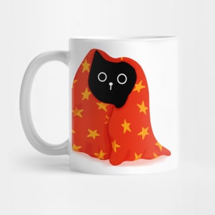 Cozy Black Cat in Blanket Mug